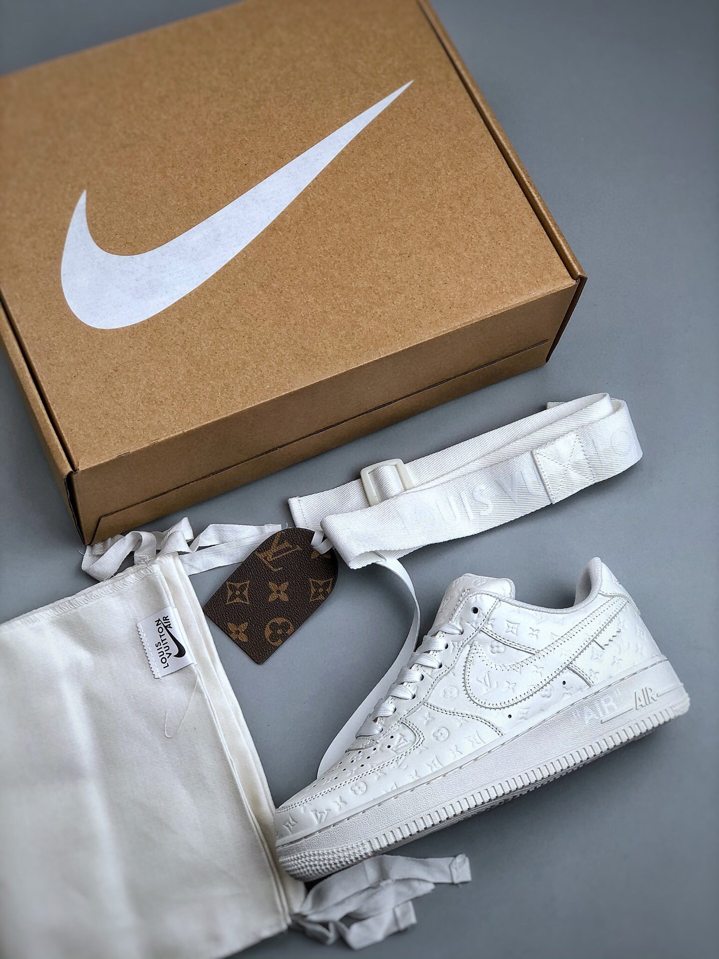 Louis vuitton nike air force 1 low all white lv monogram -000egcrivyy