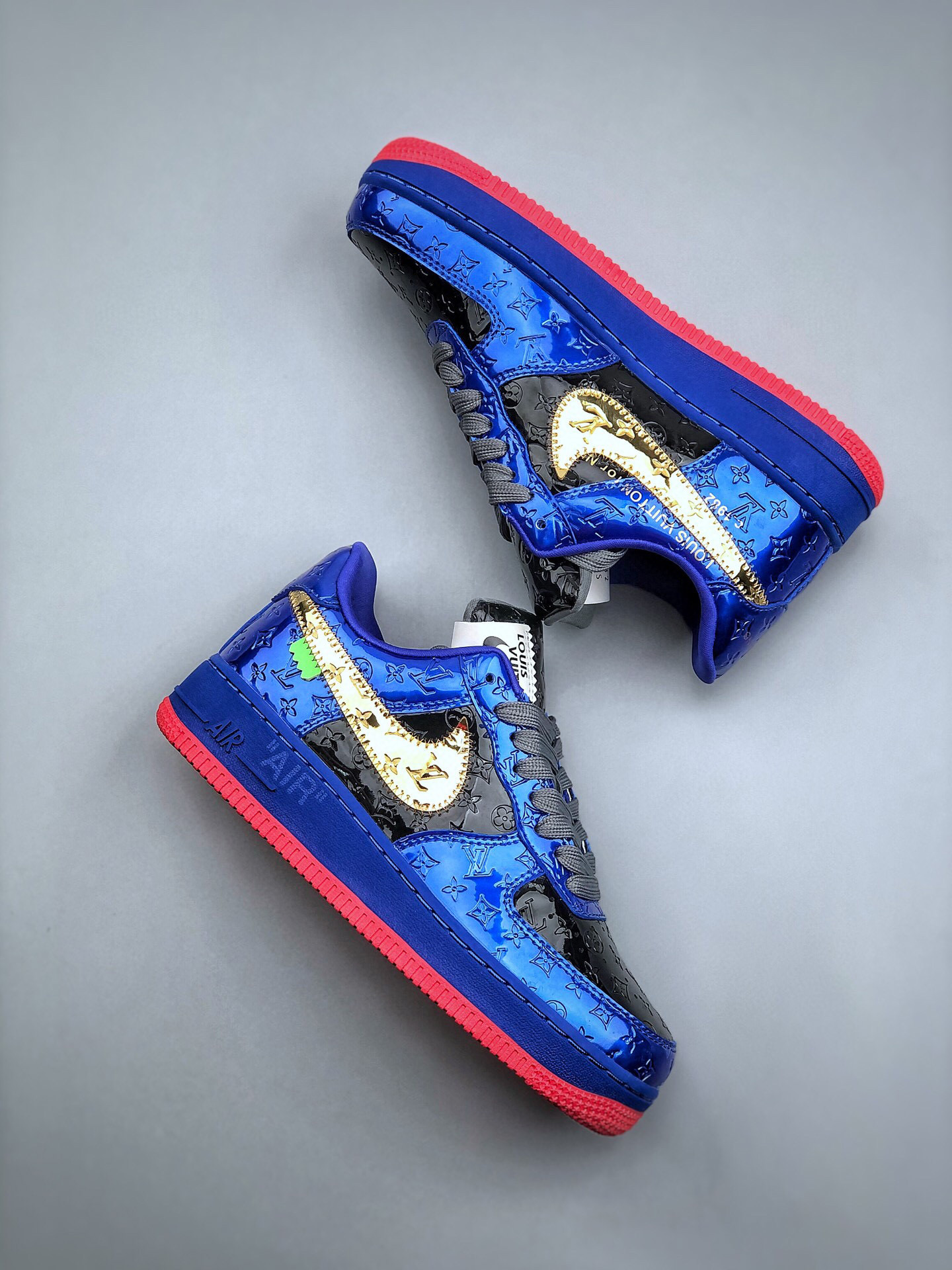 Louis vuitton nike air force 1 low black metallic blue -000oldla6ab