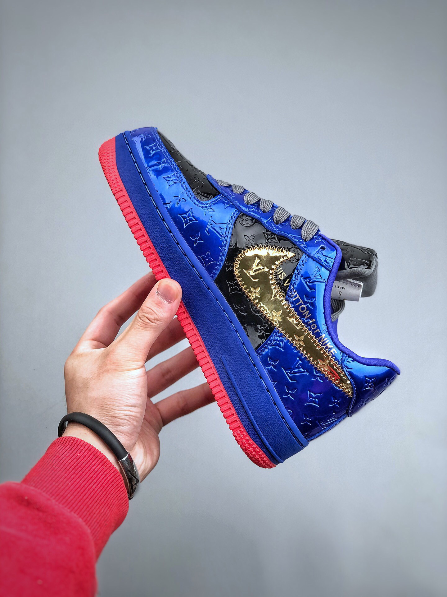 Louis vuitton nike air force 1 low black metallic blue -000oldla6ab