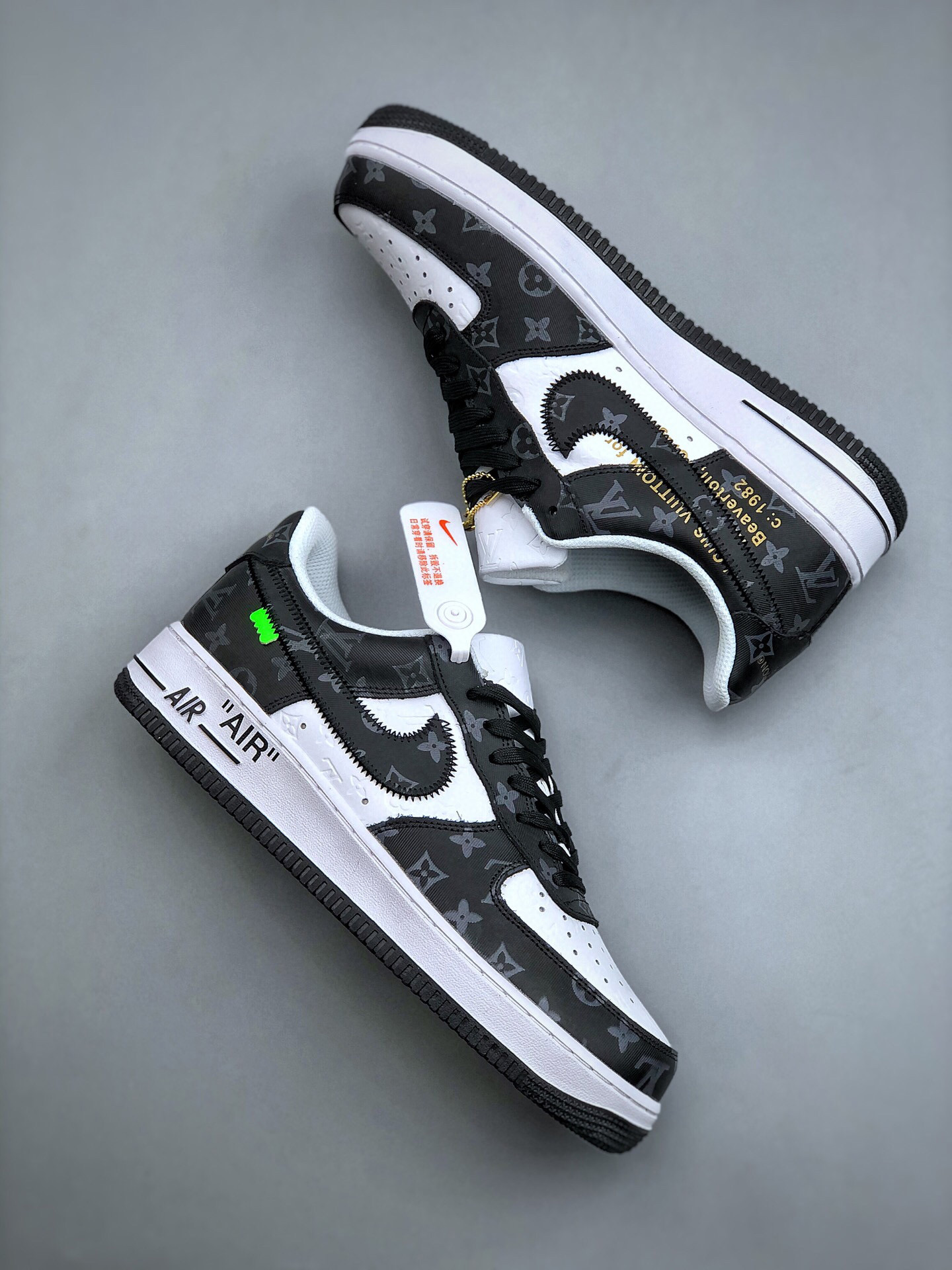 Louis vuitton nike air force 1 low black white -000quaeflla