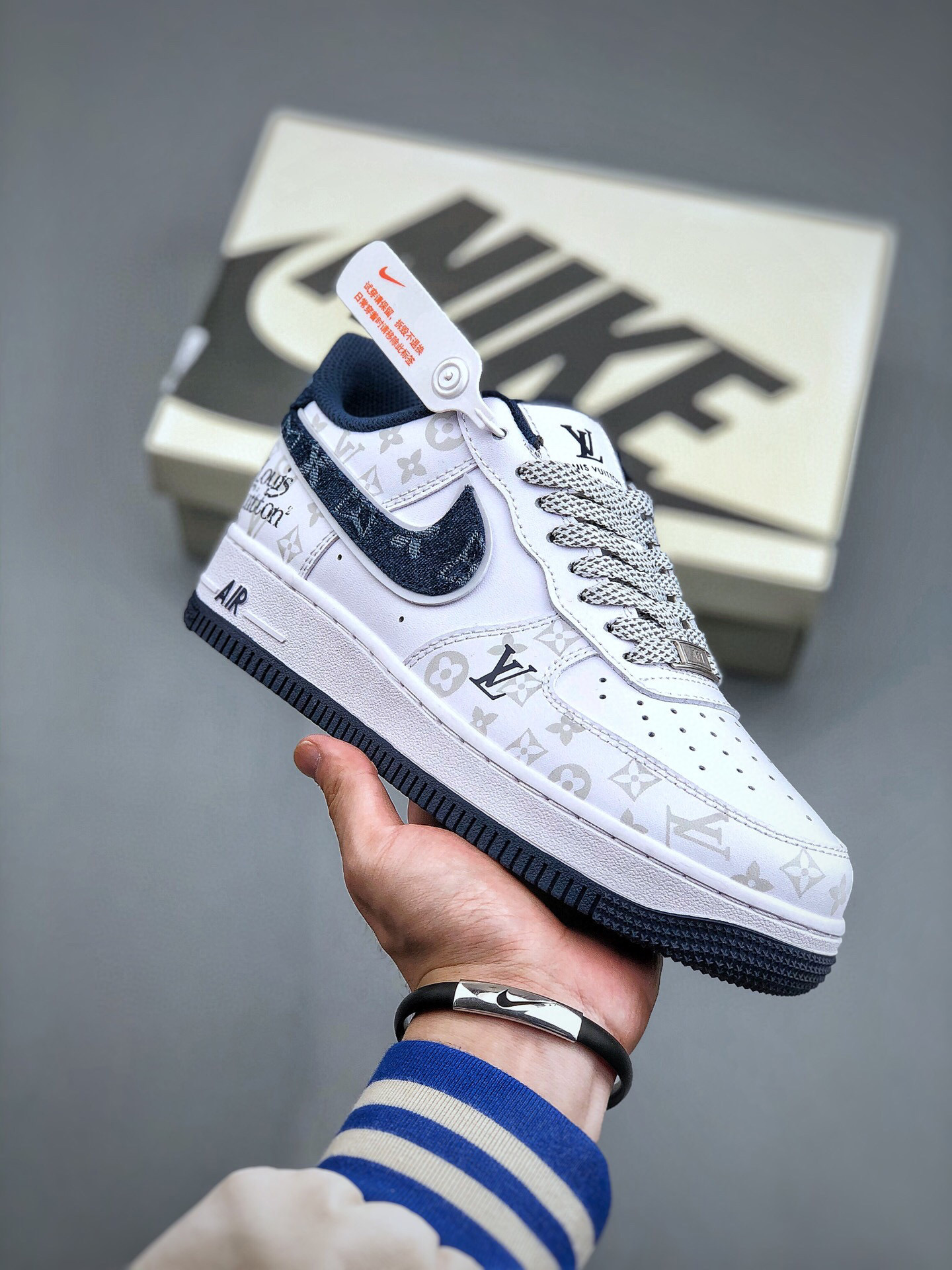 Louis vuitton nike air force 1 low dark jean white monogram -000ztxmfh5d