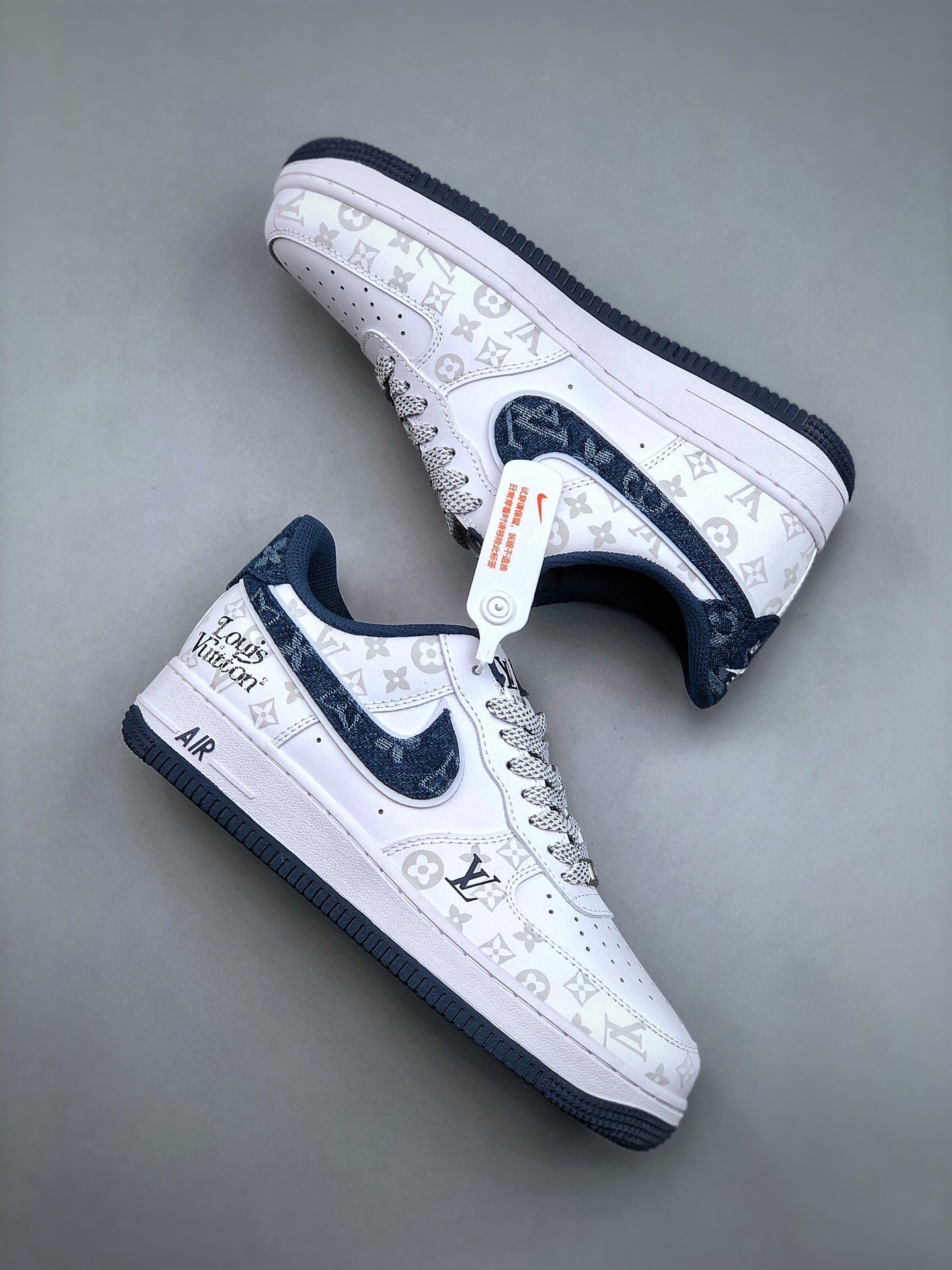 Louis vuitton nike air force 1 low dark jean white monogram -000ztxmfh5d