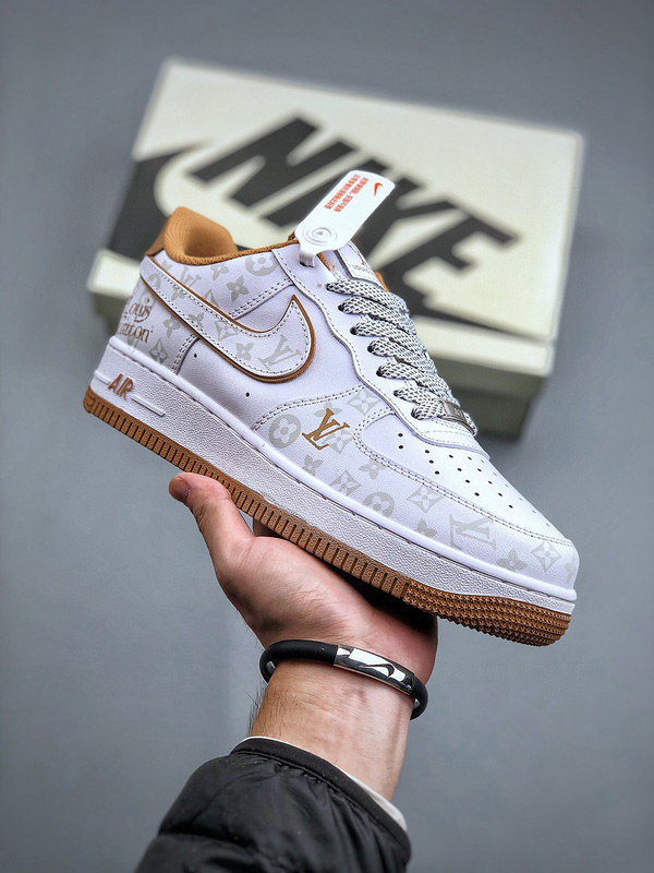 Louis vuitton nike air force 1 low orange brown monogram -000vp3btztx