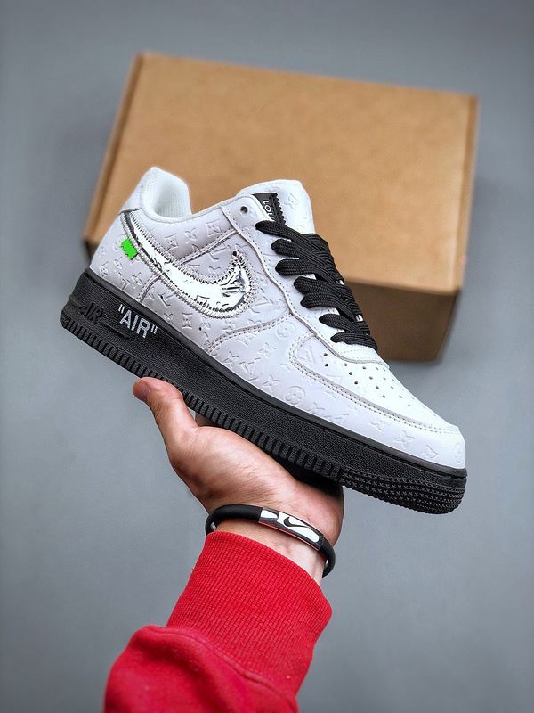 Louis vuitton nike air force 1 low white black silver -000zwwgilp5