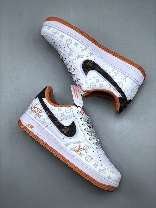 Louis vuitton nike air force 1 low white brown -000cwjvk7lx