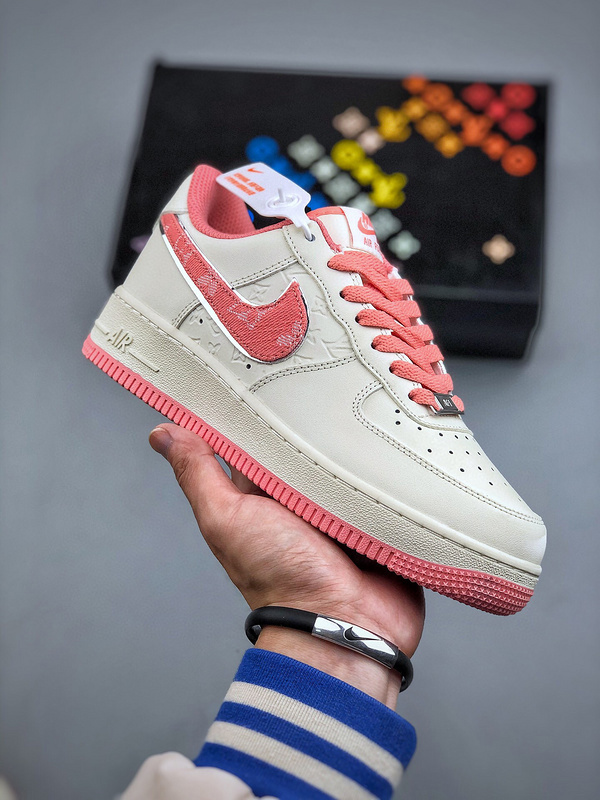 Louis vuitton x nike air force 1 low cream pink -000cgnhhxsz