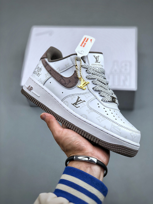Louis vuitton x nike air force 1 low white brown -000wr1fbya4
