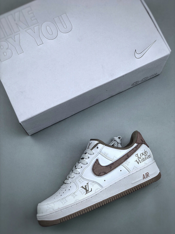Louis vuitton x nike air force 1 low white brown -000wr1fbya4