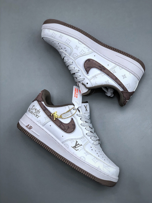 Louis vuitton x nike air force 1 low white brown -000wr1fbya4