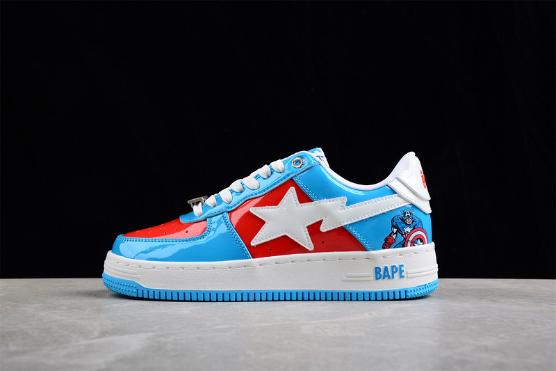 Marvel x bape sta low a bathing ape light blue/red/white