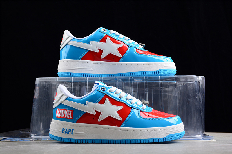 Marvel x bape sta low a bathing ape light blue/red/white
