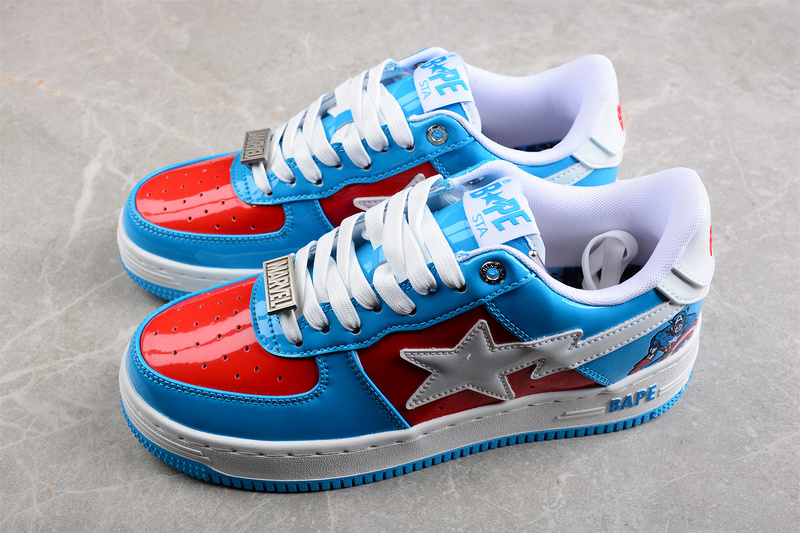 Marvel x bape sta low a bathing ape light blue/red/white