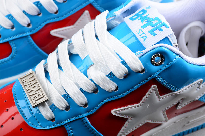 Marvel x bape sta low a bathing ape light blue/red/white