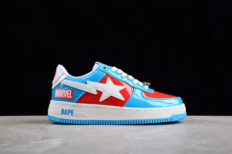 Marvel x bape sta low a bathing ape light blue/red/white