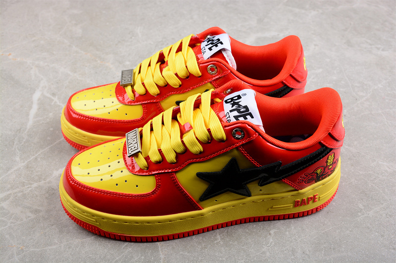 Marvel x bape sta low a bathing ape yellow/red/black