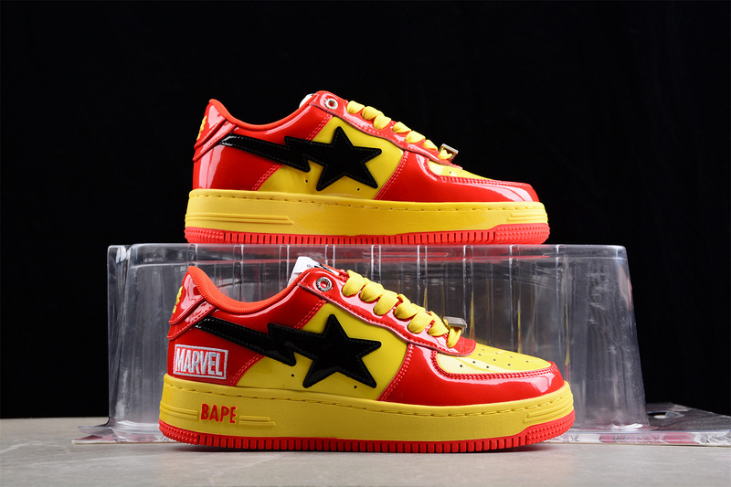Marvel x bape sta low a bathing ape yellow/red/black