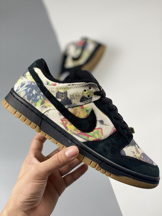 Supreme x rammellzee x nike sb dunk low black multi fd8778-001
