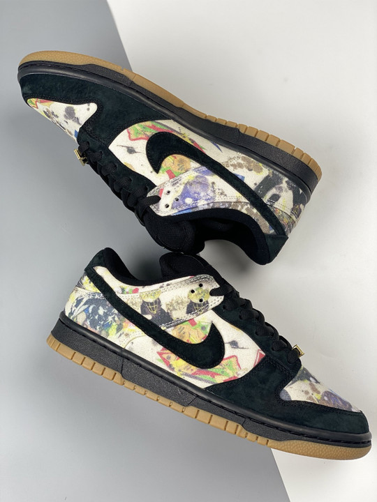 Supreme x rammellzee x nike sb dunk low black multi fd8778-001