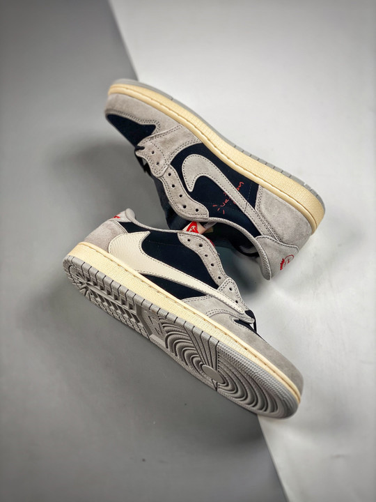 Travis scott x air jordan 1 low og sp grey/black/cream