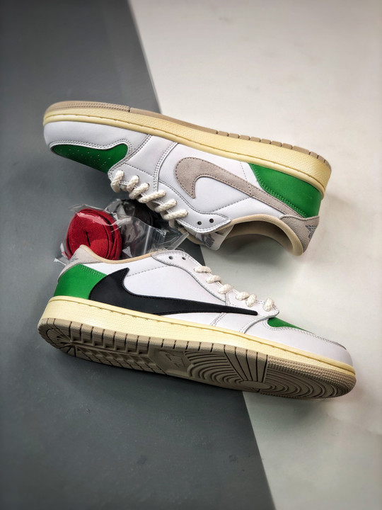 Travis scott x air jordan 1 low og sp white green black
