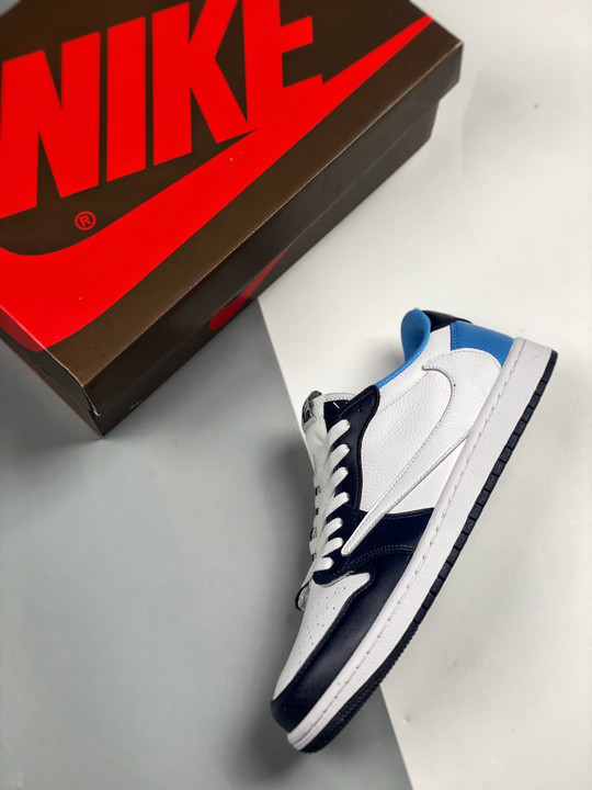 Travis scott x air jordan 1 low uncwhite navy blue