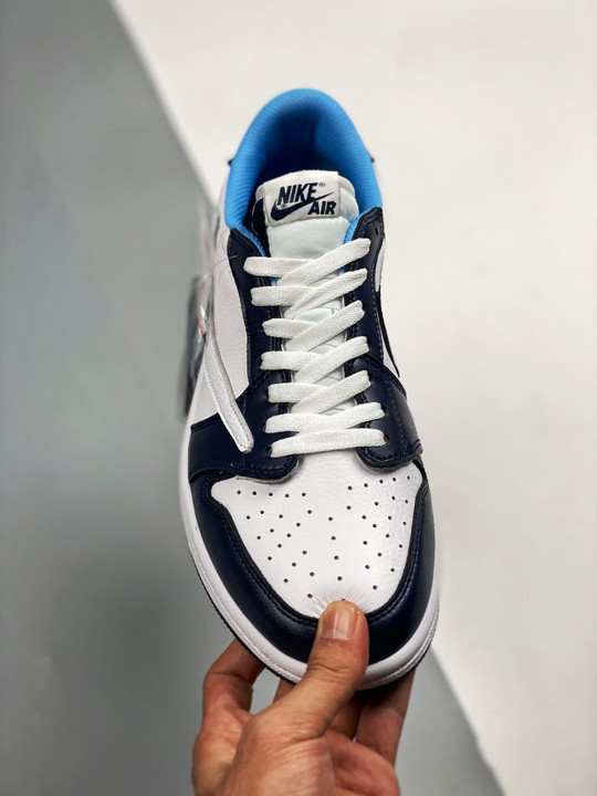 Travis scott x air jordan 1 low uncwhite navy blue