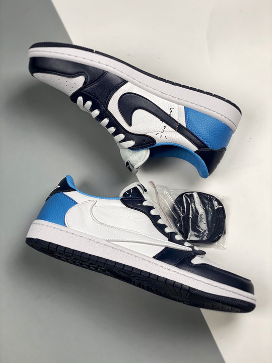 Travis scott x air jordan 1 low uncwhite navy blue