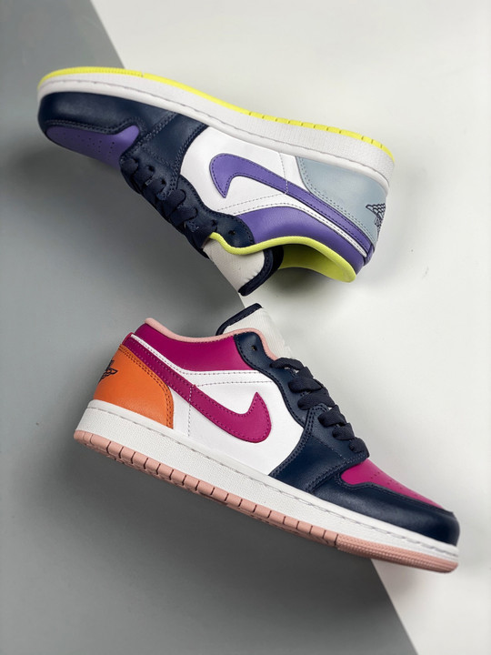Wmns mismatched air jordan 1 low purple magenta white