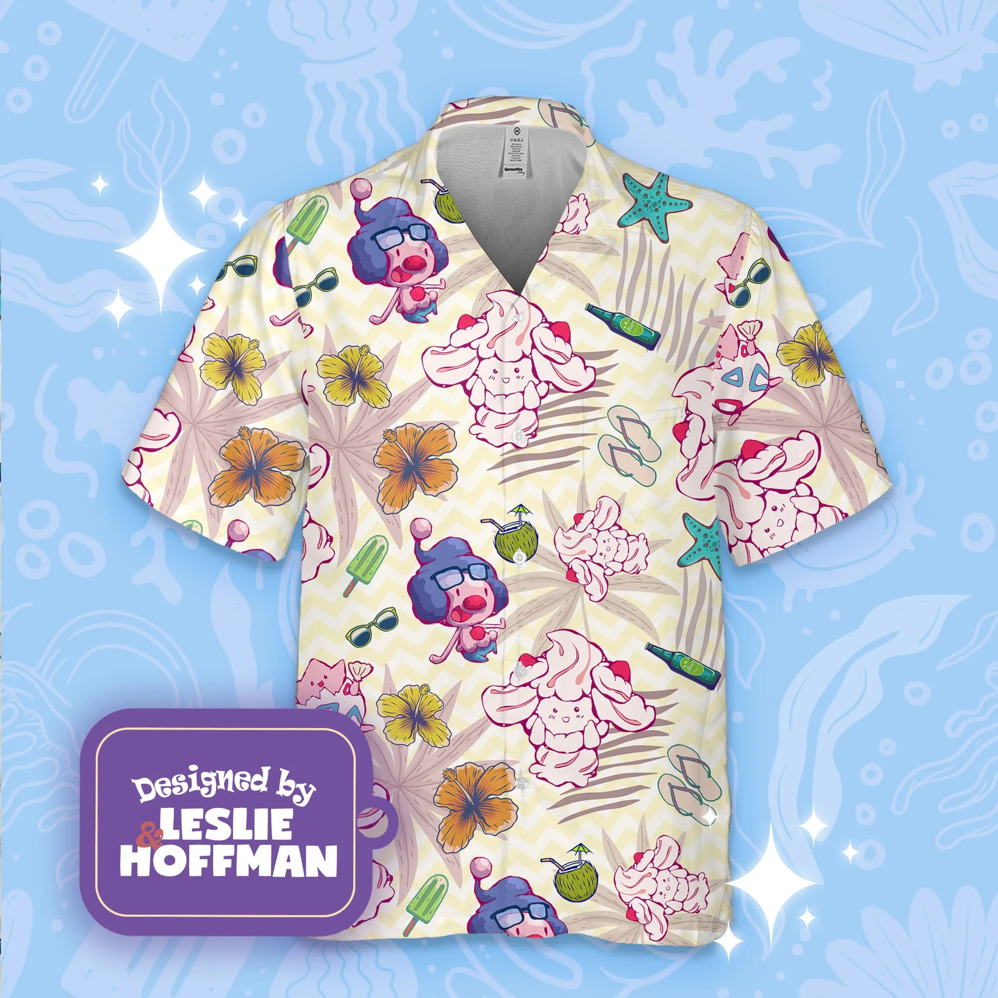 Alcremie Summer Hawaiian Shirt - Fairy Pokemon Button Up Shirt