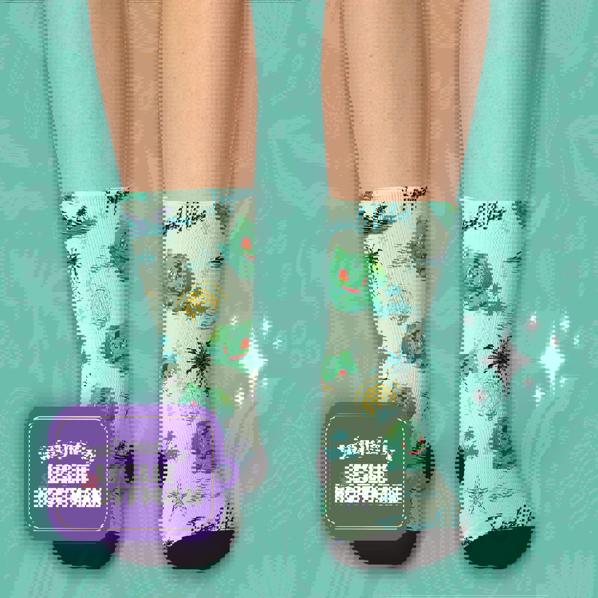Bulbasaur Tropical Vibes Cute Socks Grass Pokemon Socks