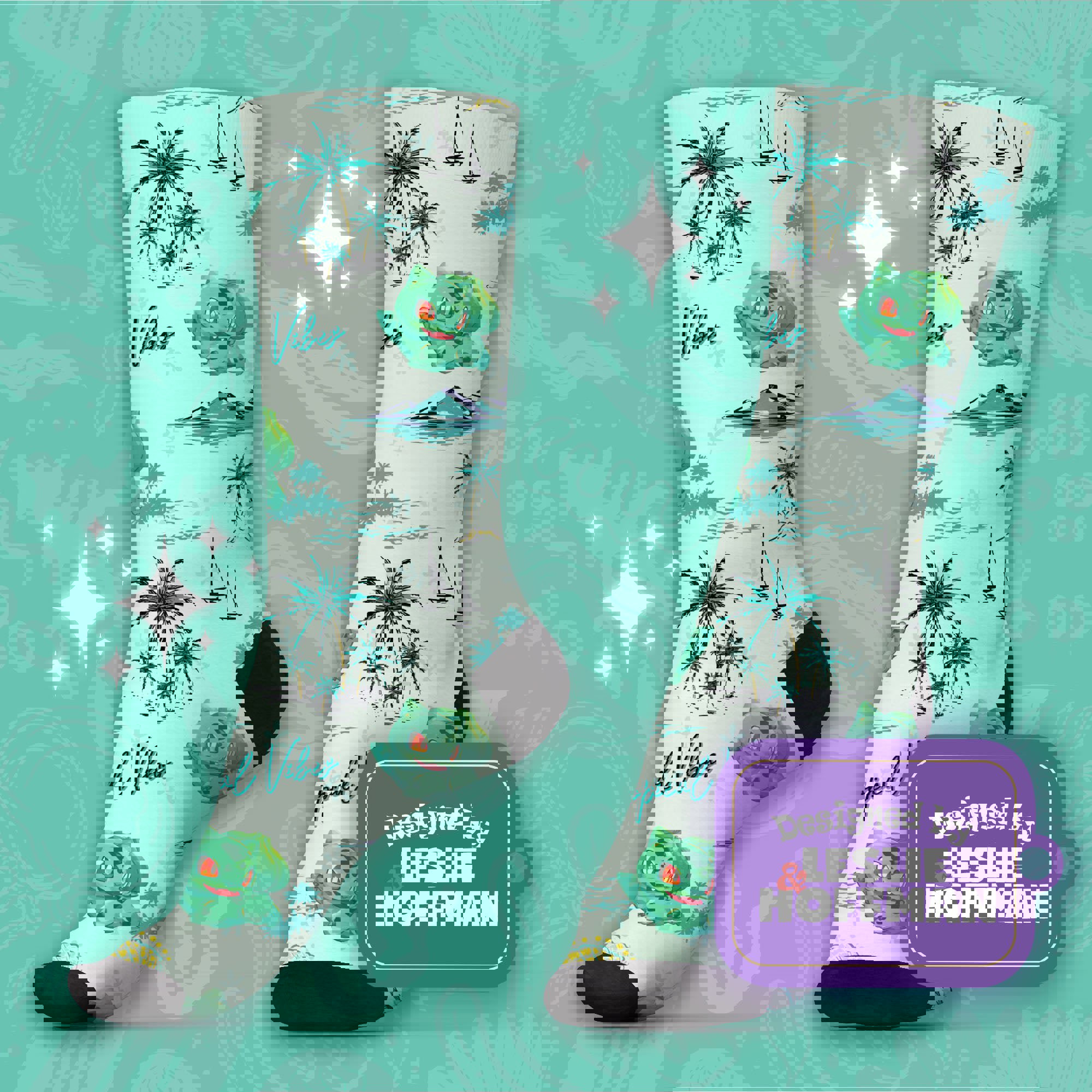 Bulbasaur Tropical Vibes Cute Socks Grass Pokemon Socks
