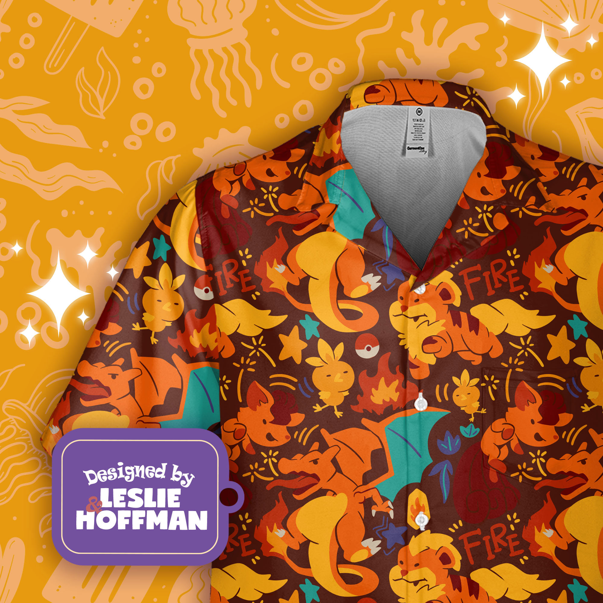 Charizard Button Up Shirt - Fire Pokemon Hawaiian Shirt