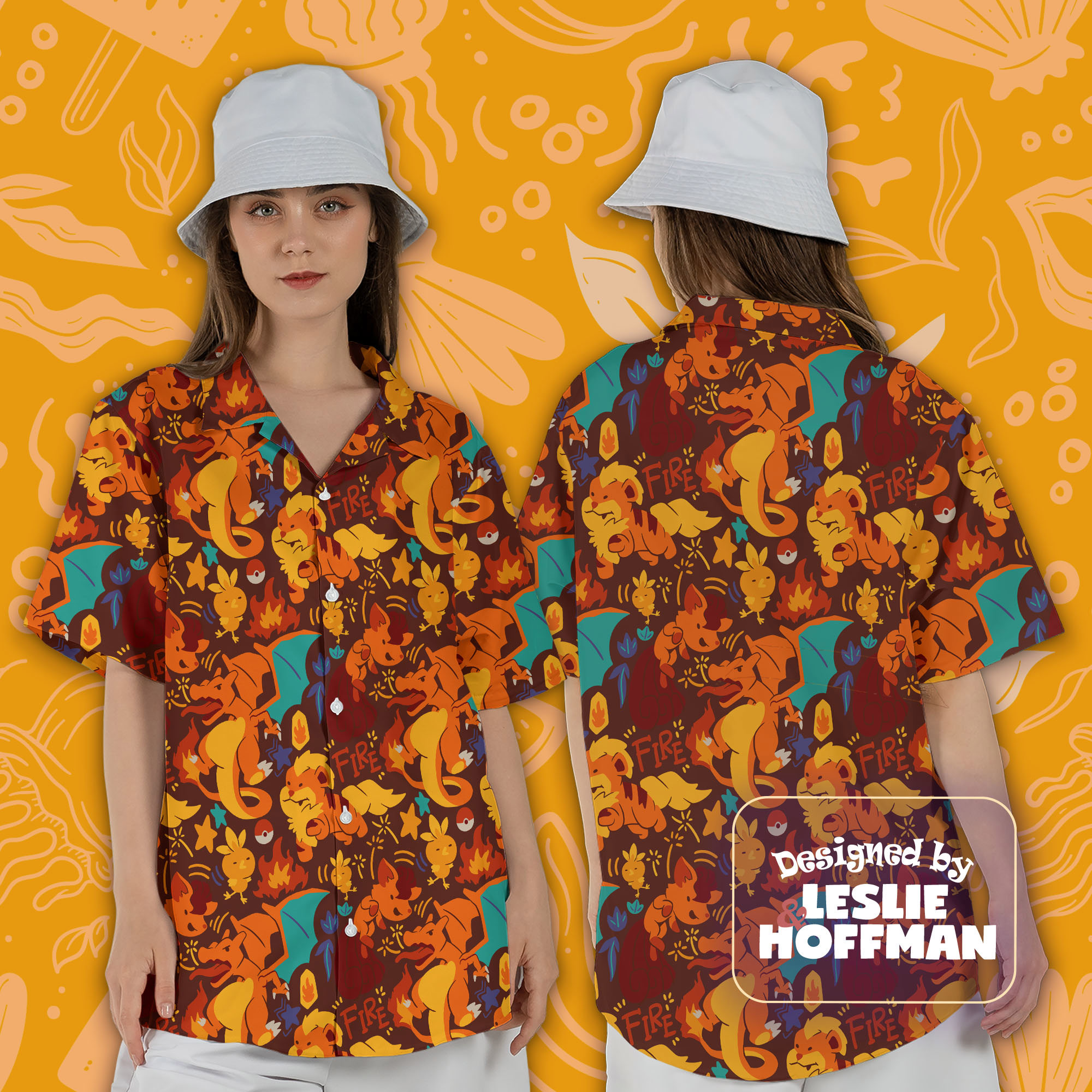 Charizard Button Up Shirt - Fire Pokemon Hawaiian Shirt