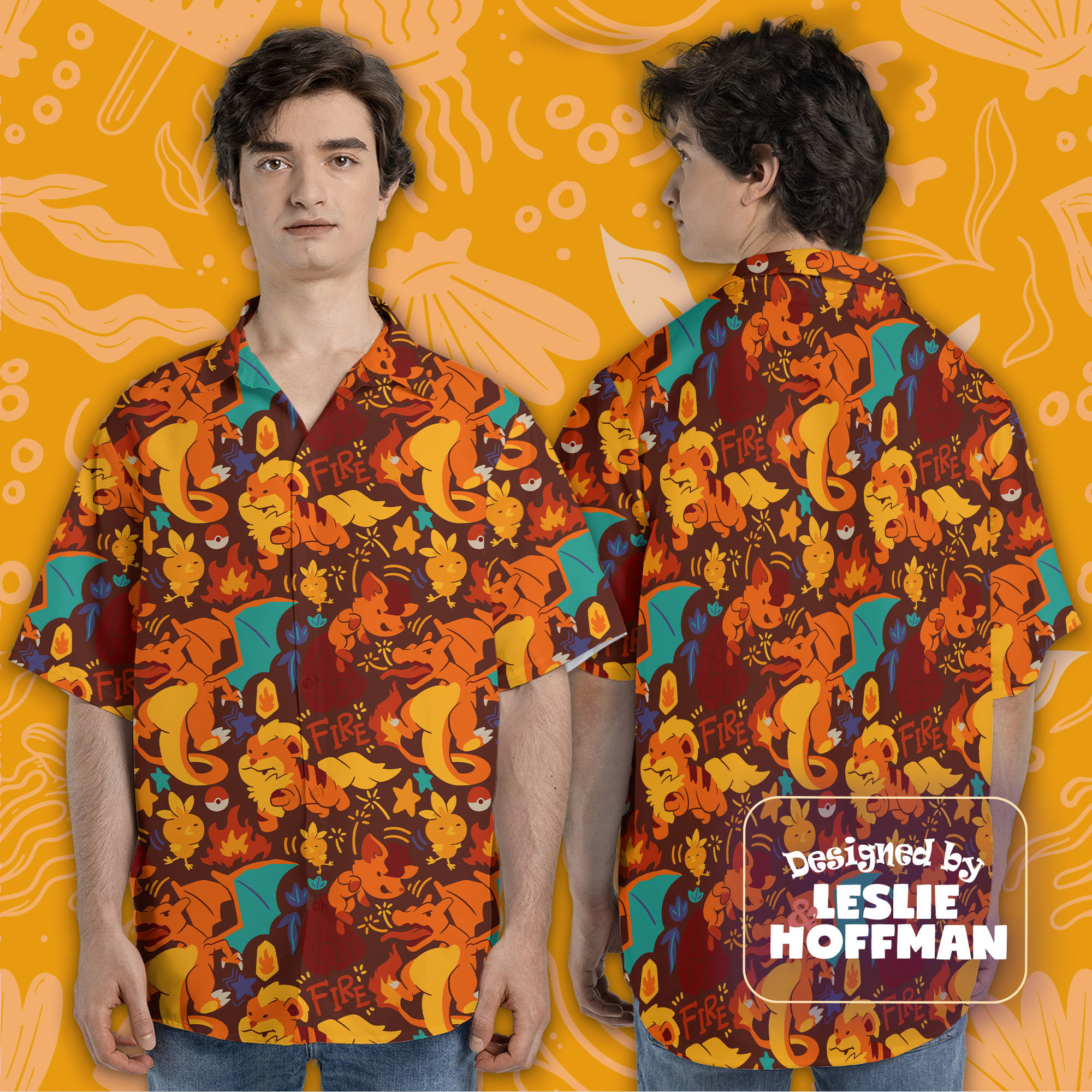 Charizard Button Up Shirt - Fire Pokemon Hawaiian Shirt