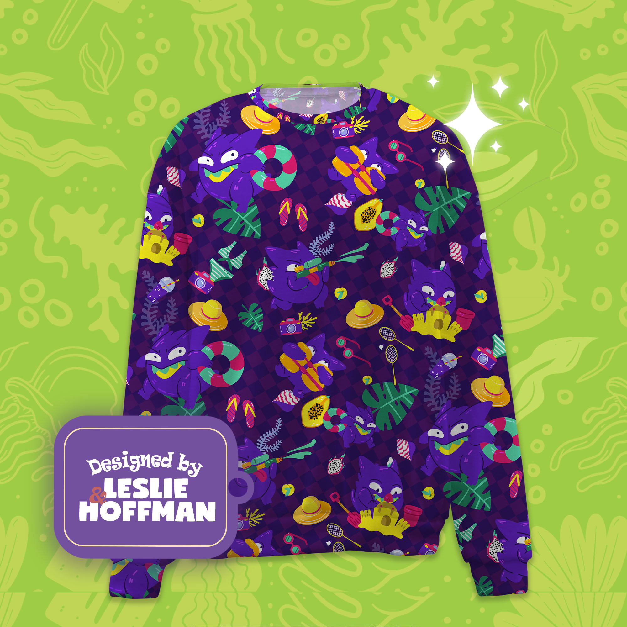 Gengar summer fun pokemon sweater pokemon sweatshirt