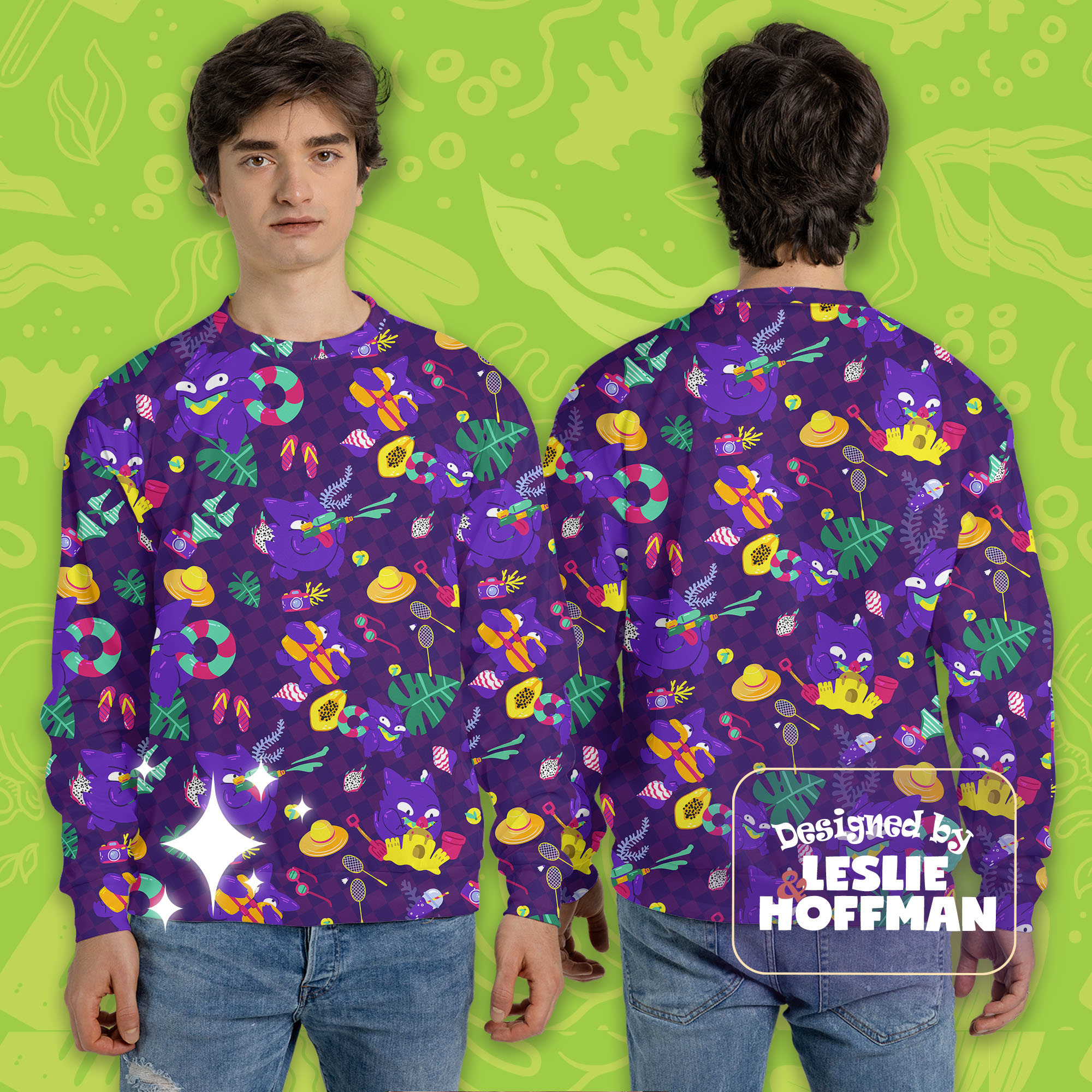 Gengar summer fun pokemon sweater pokemon sweatshirt