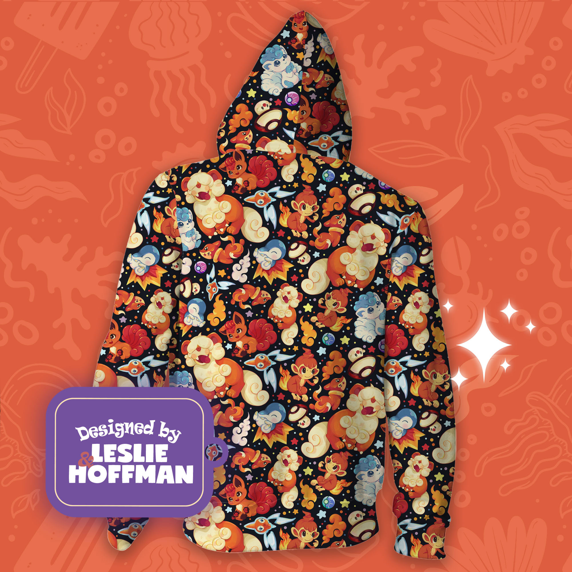 Growlithe orange fire pokemon hoodie