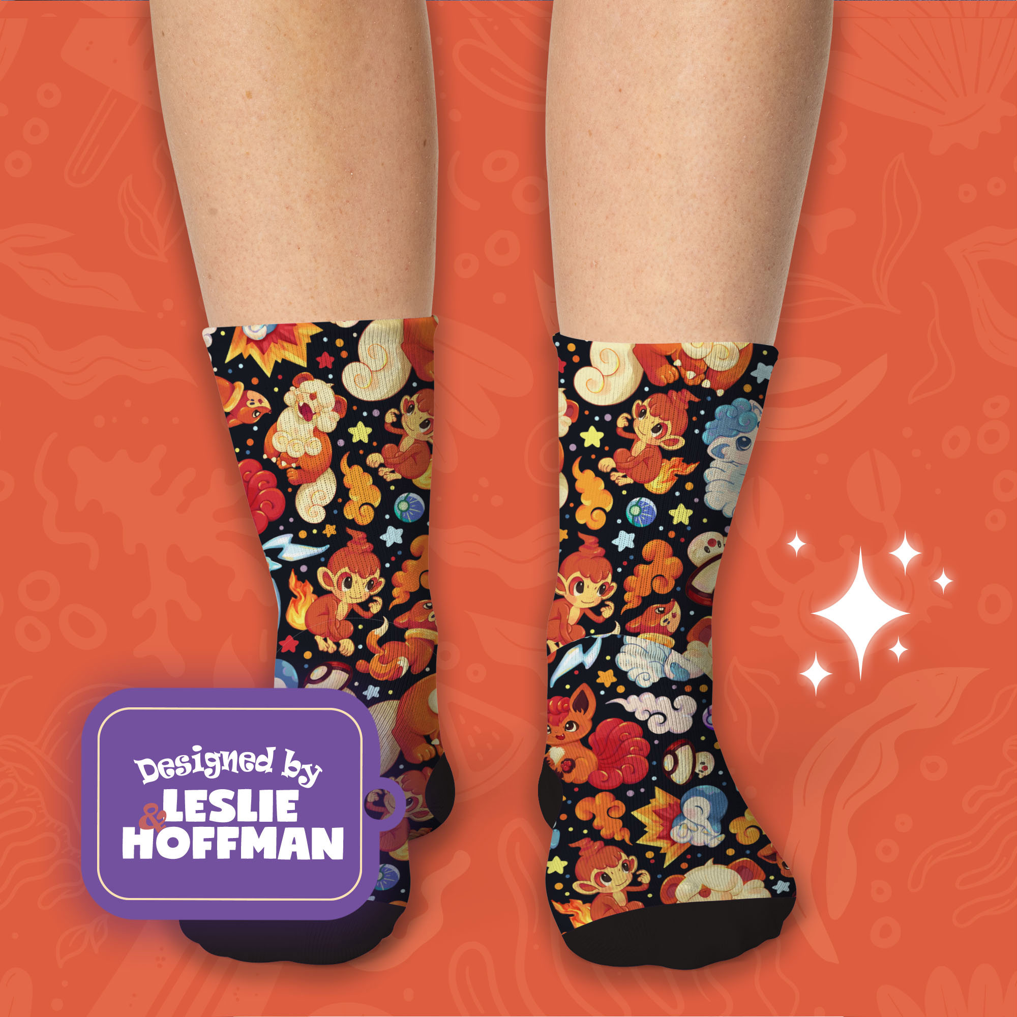 Growlithe Orange Fire Pokemon Socks