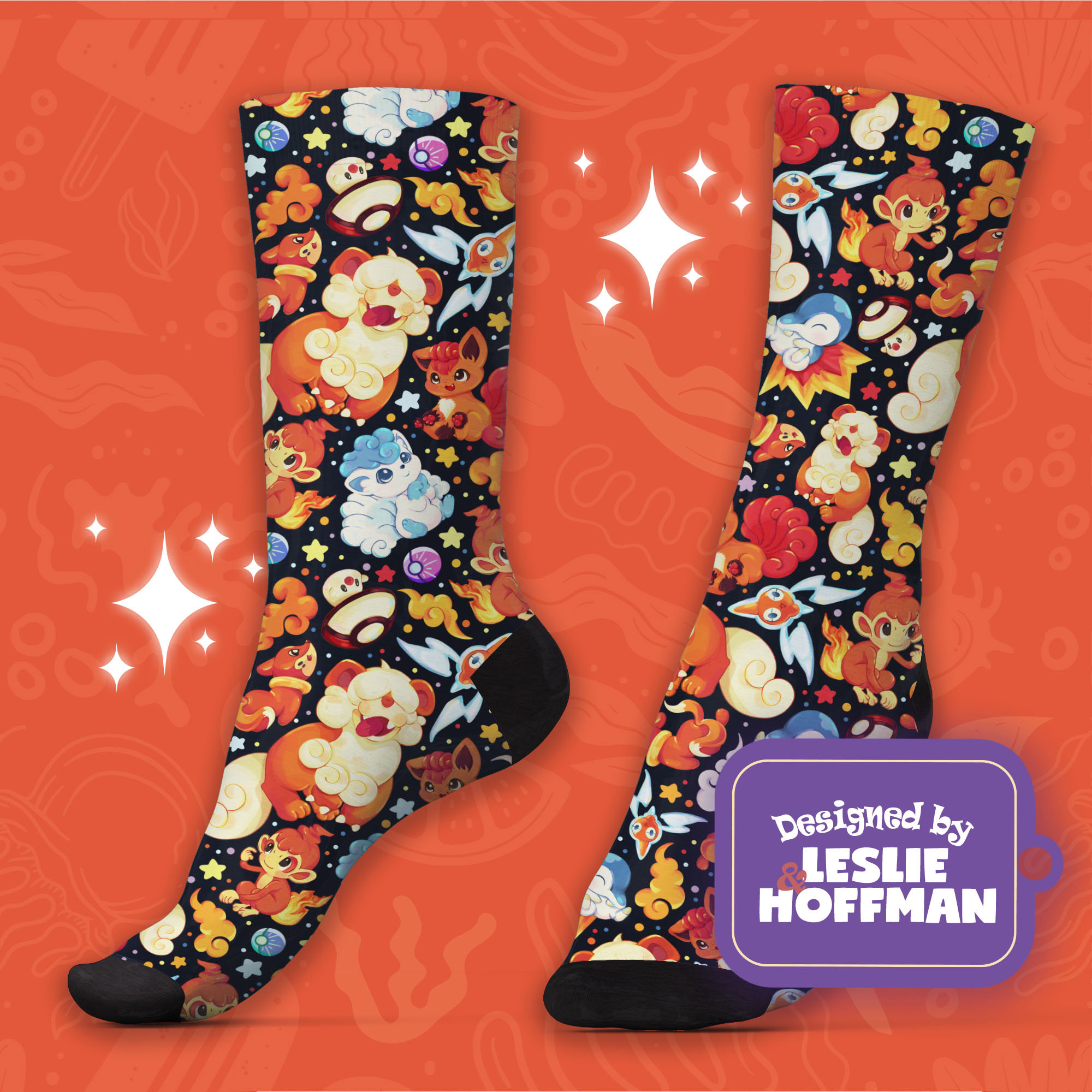 Growlithe Orange Fire Pokemon Socks