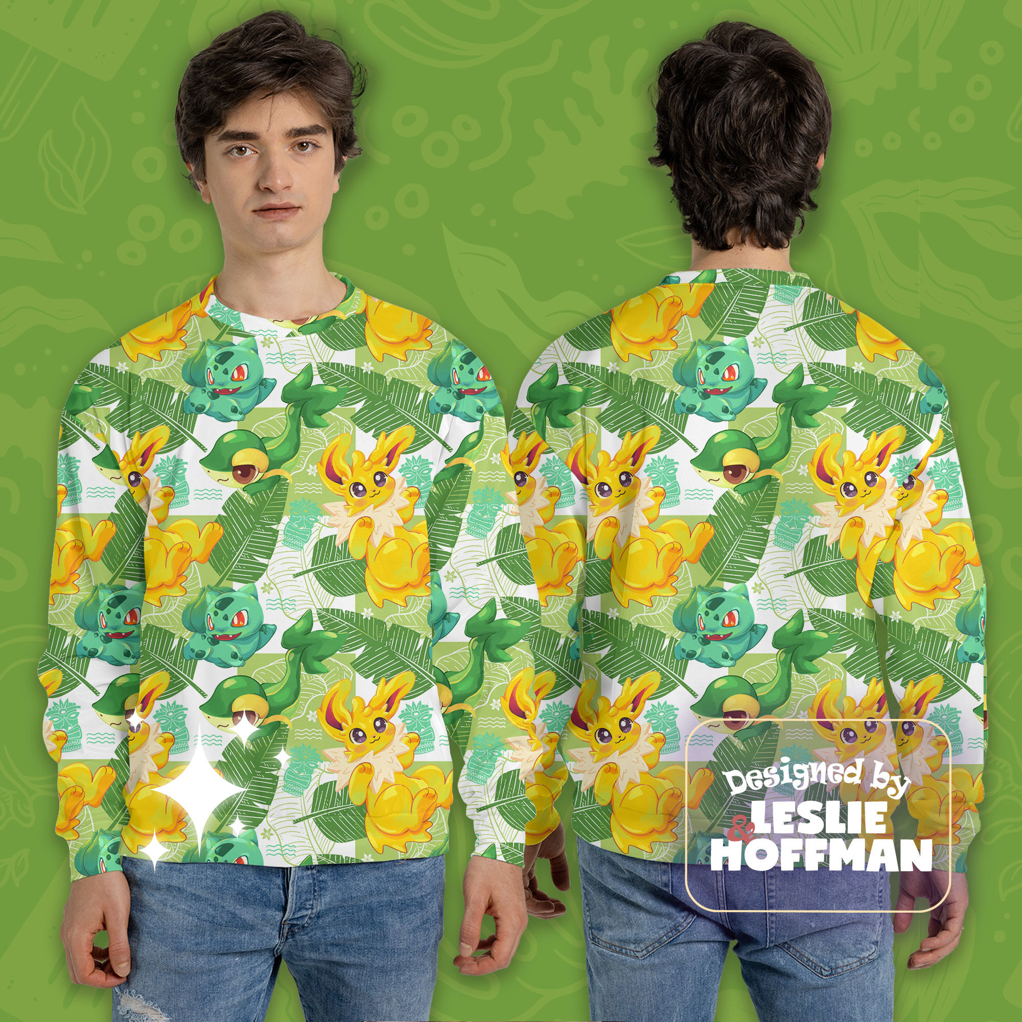 Jolteon green pokemon sweater pokemon sweatshirt