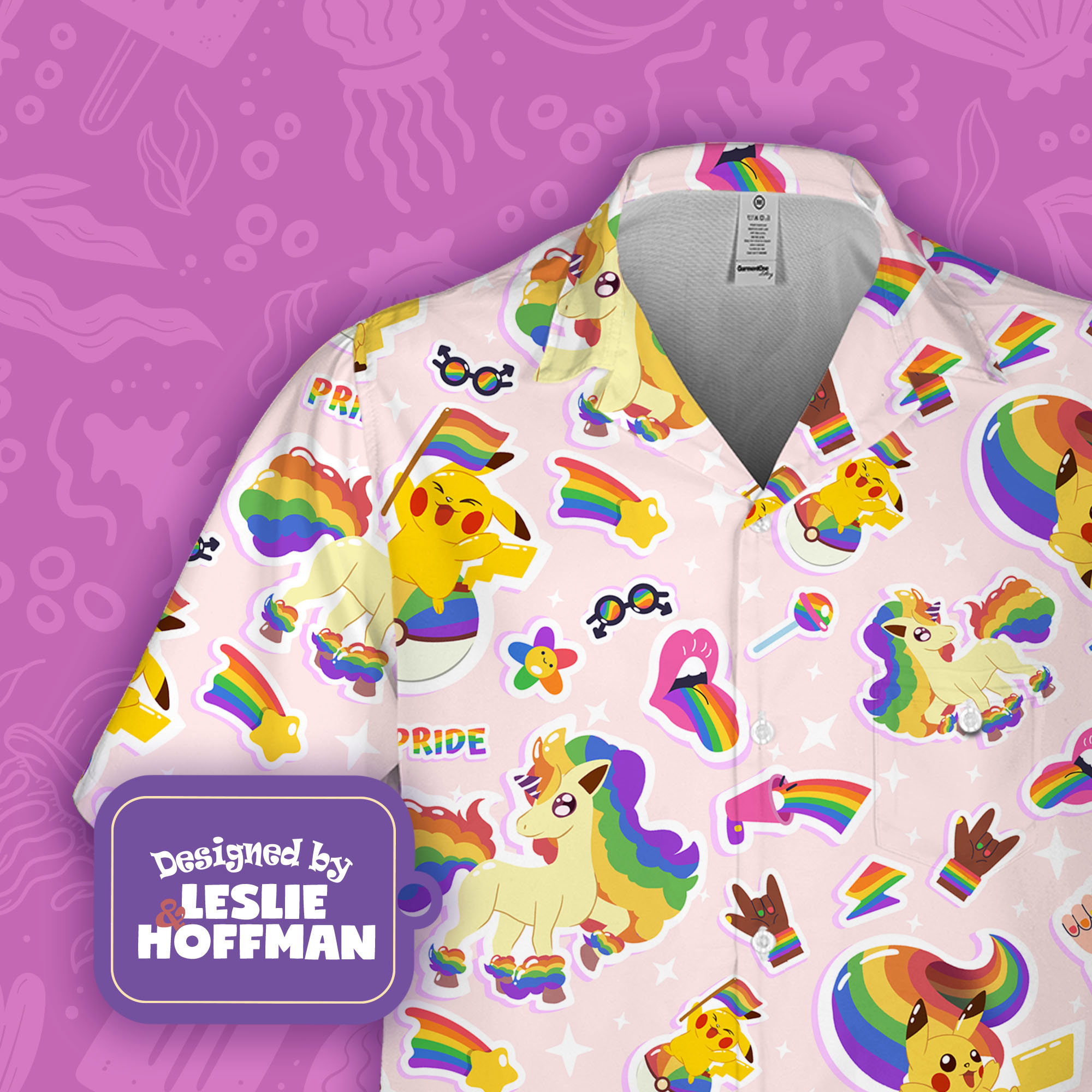 LGBT Pride Button Up Shirt -  Pokemon Hawaiian Shirt