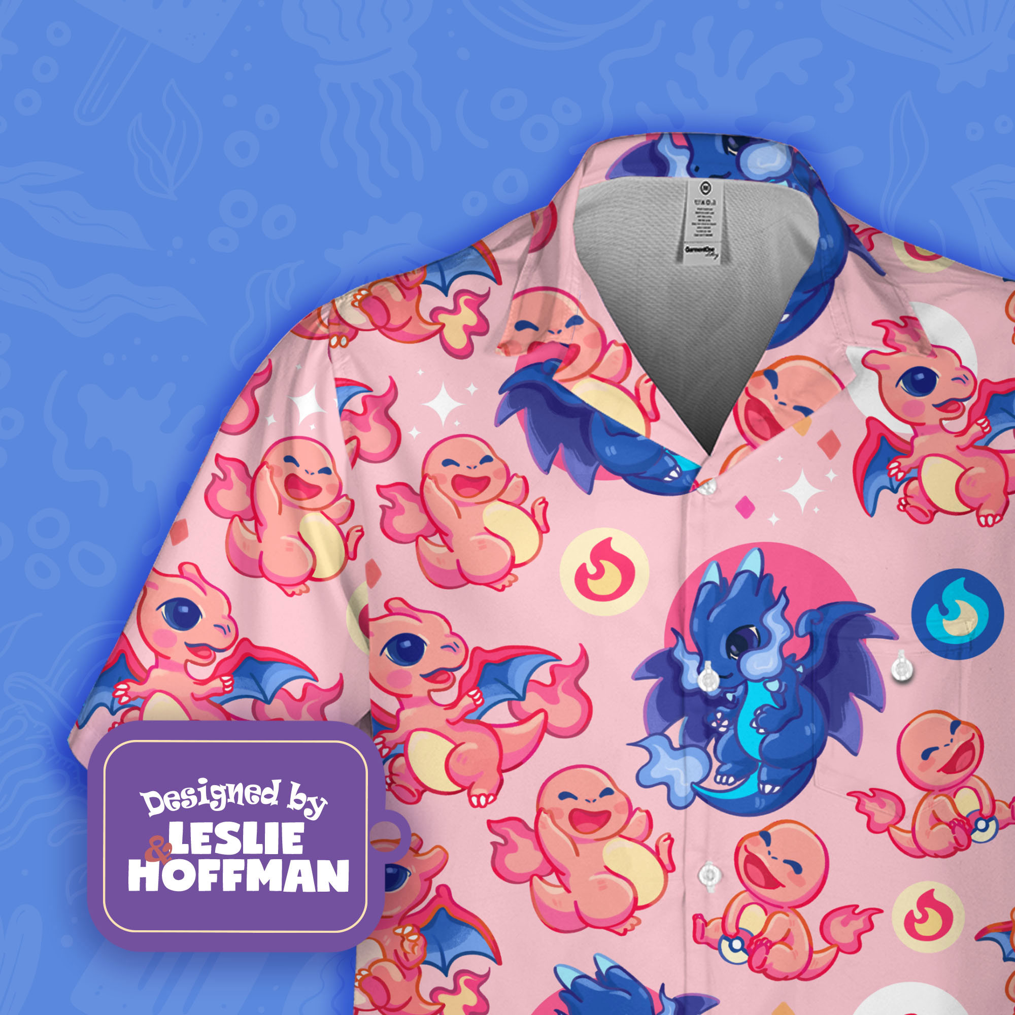 Mega Charizard Hawaiian Shirt - Fire Pokemon Button Up Shirt