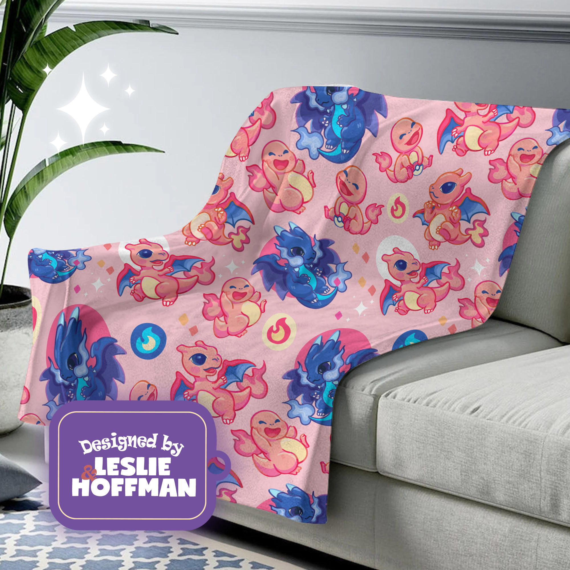 Mega Charizard Pokemon Fleece Blanket