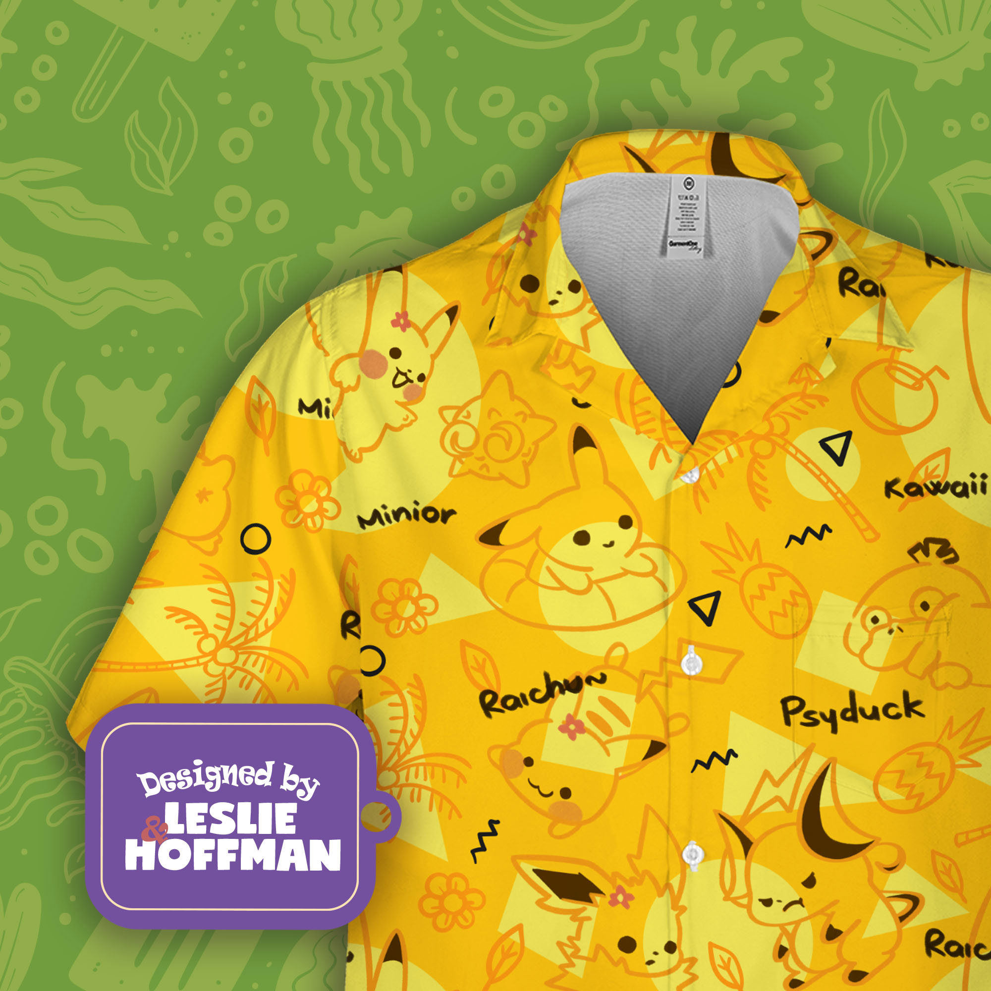 Pikachu Yellow Button Up Shirt - Electric Pokemon Hawaiian Shirt