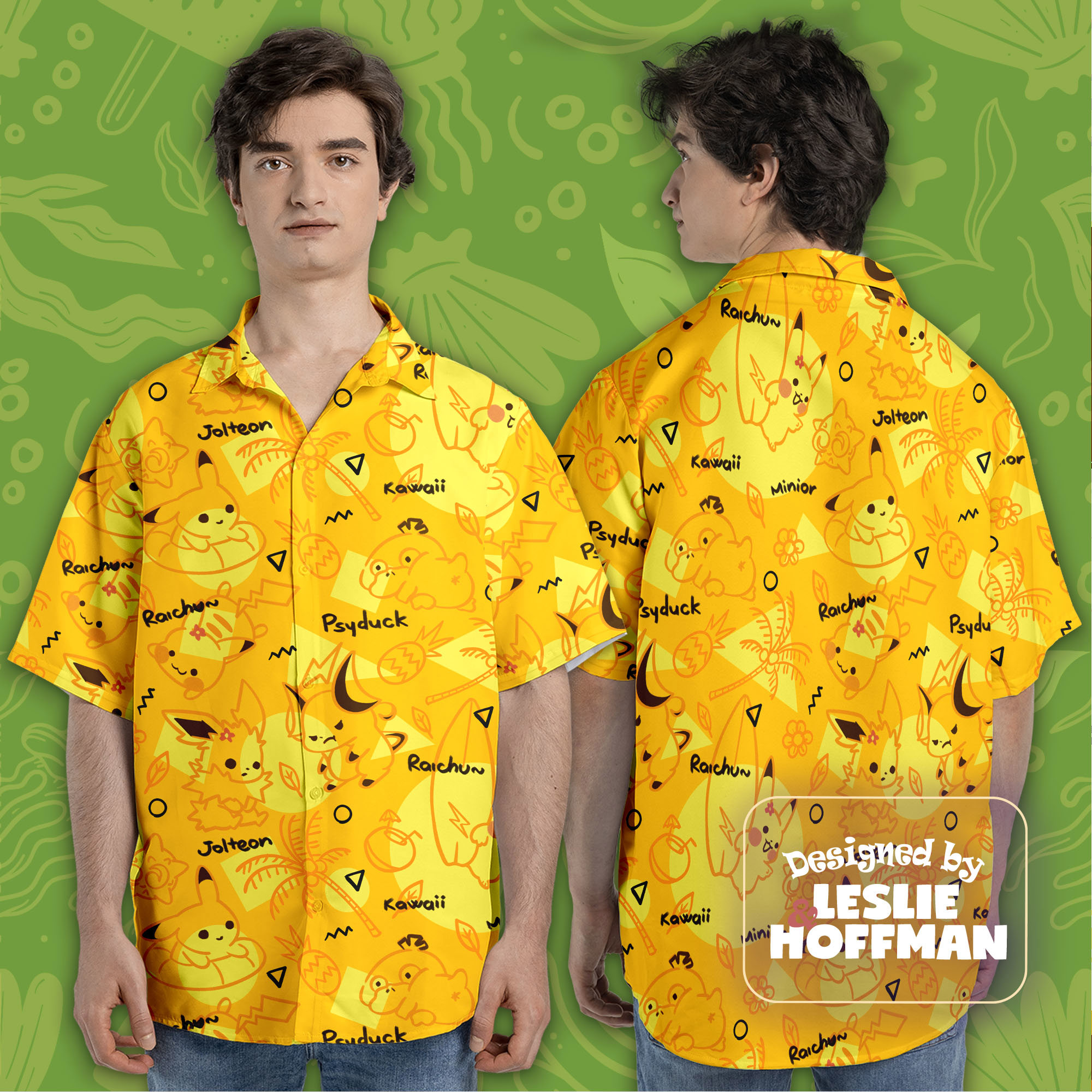 Pikachu Yellow Button Up Shirt - Electric Pokemon Hawaiian Shirt