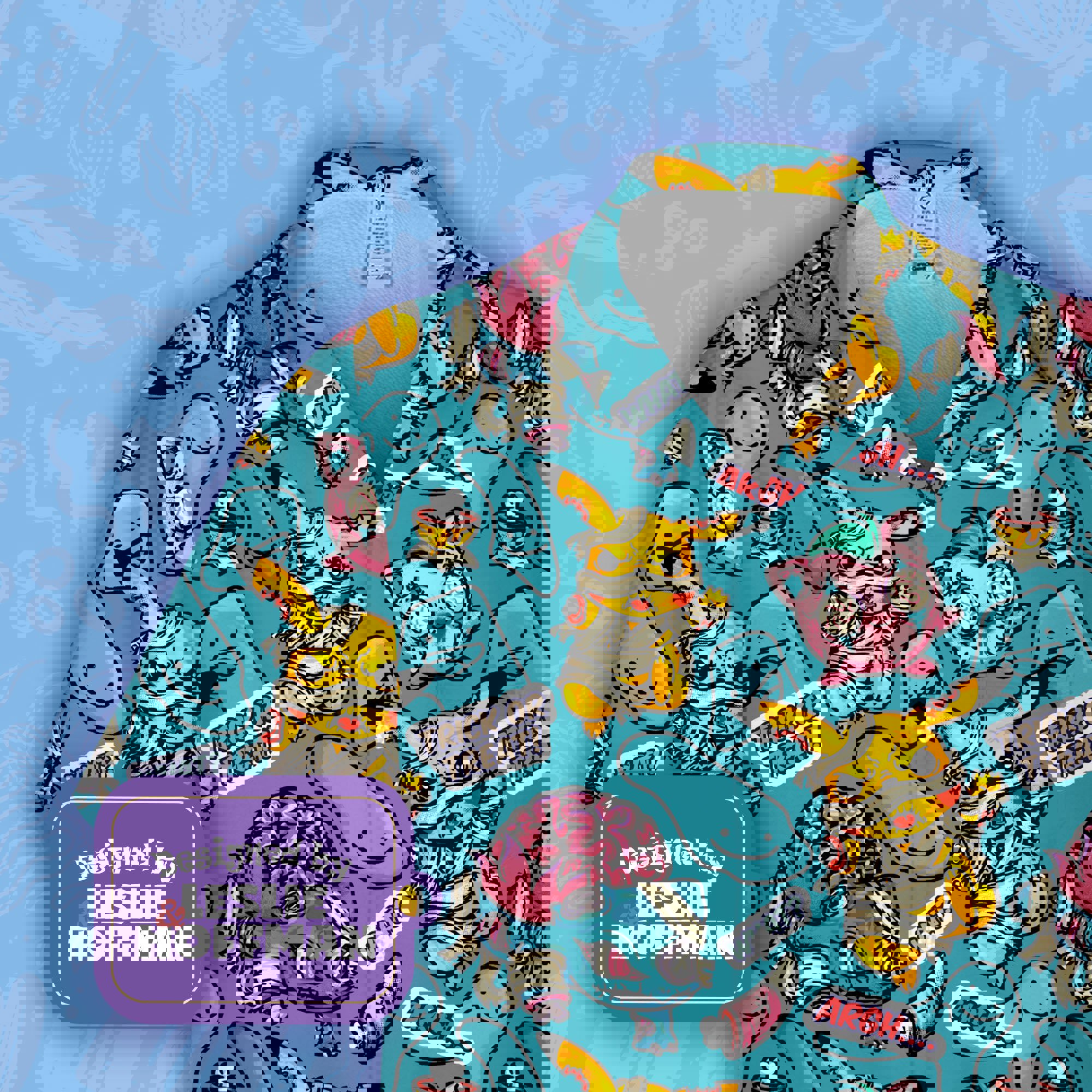 Pikachu Zombie Jocker Blue Button Up Shirt - Electric Pokemon Hawaiian Shirt