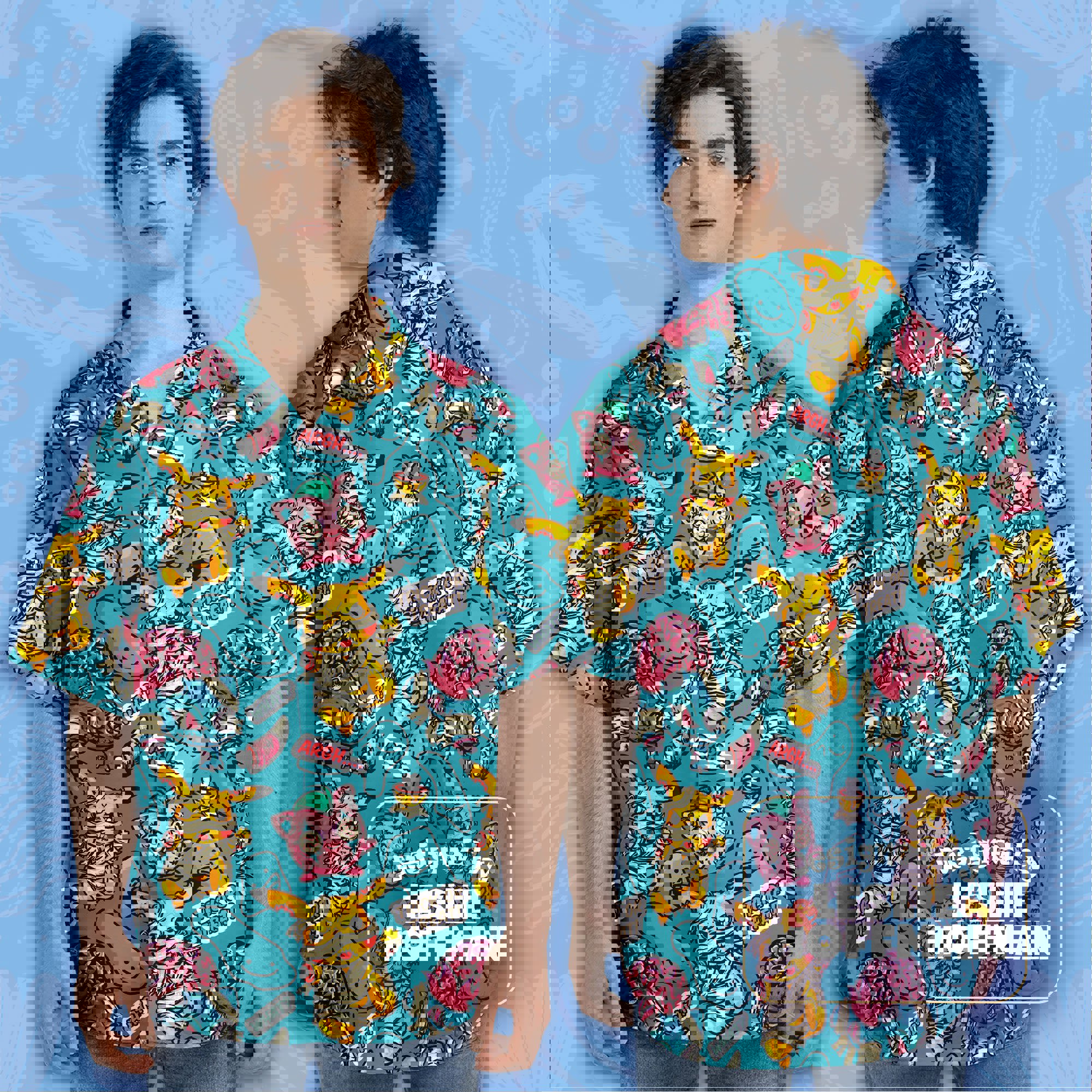 Pikachu Zombie Jocker Blue Button Up Shirt - Electric Pokemon Hawaiian Shirt