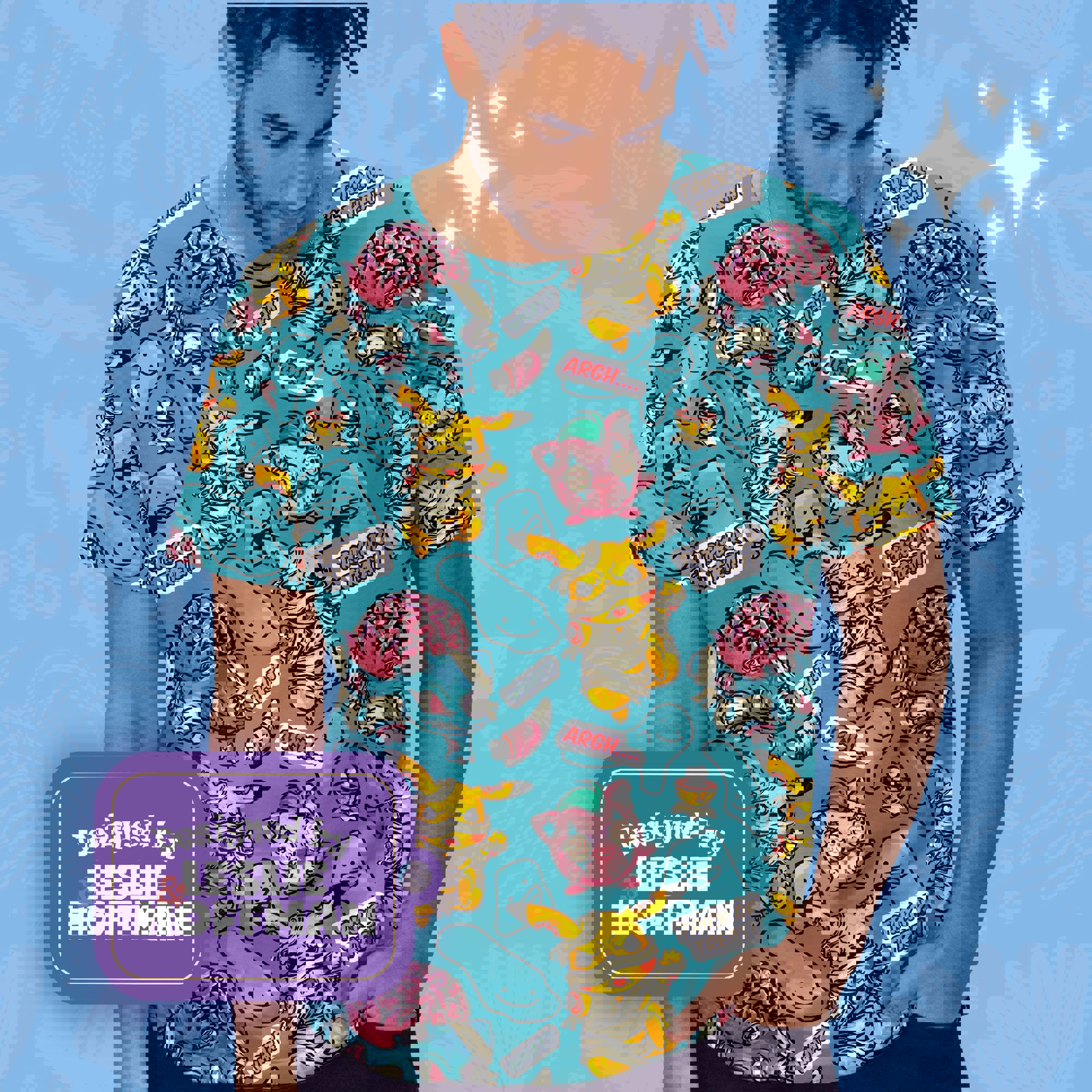 Pikachu Zombie Jocker Blue Pokemon Shirts