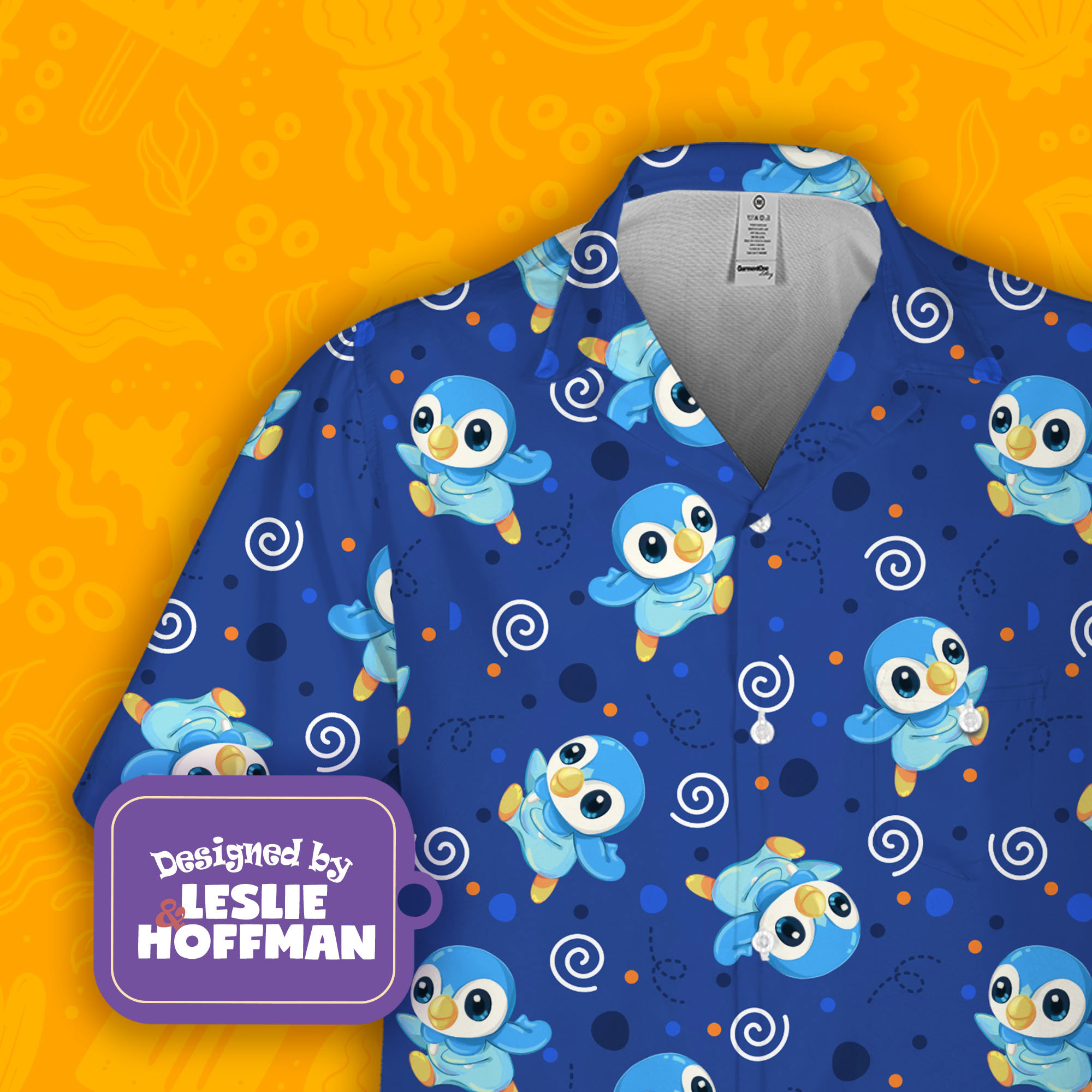 Piplup Hawaiian Shirt - Water Pokemon Button Up Shirt