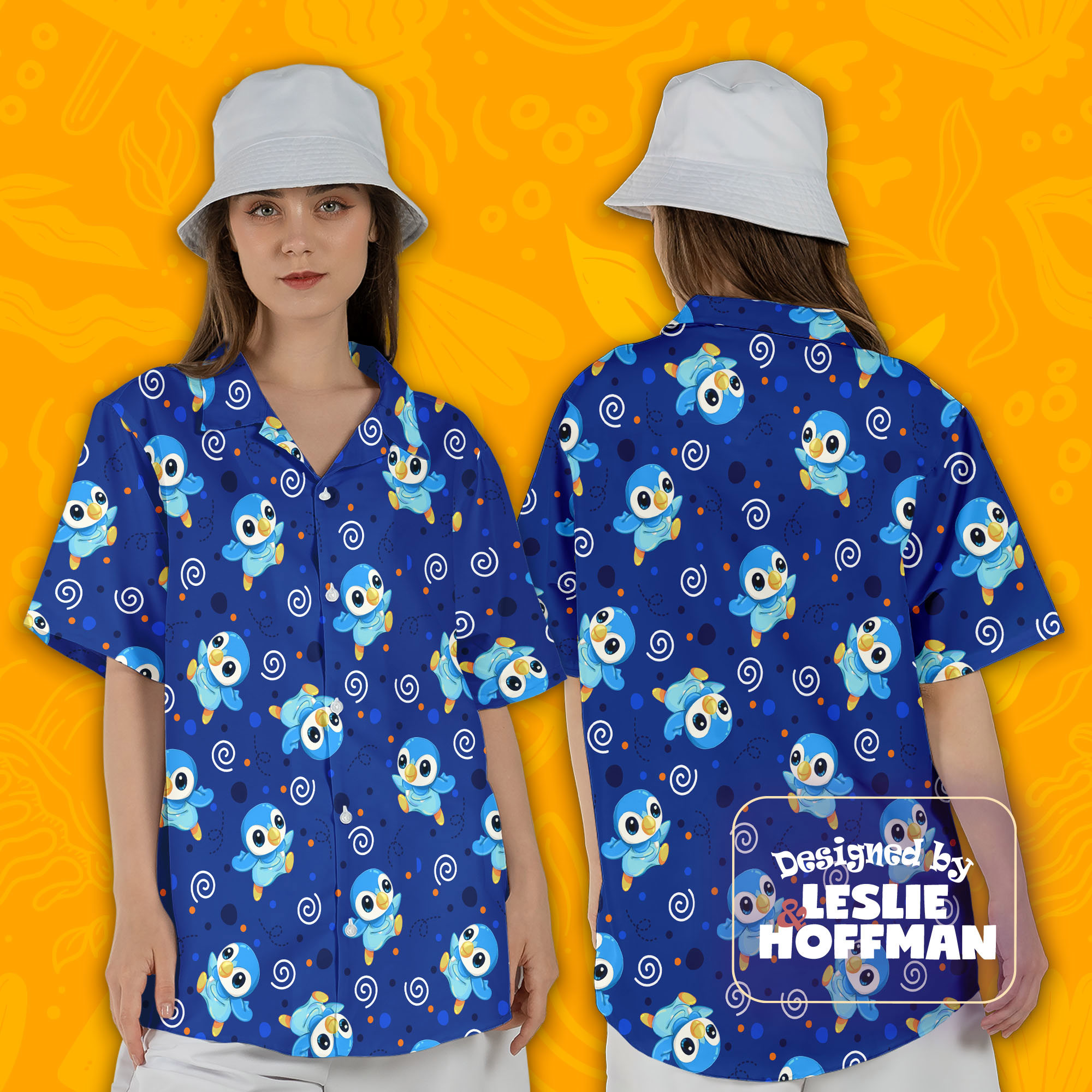 Piplup Hawaiian Shirt - Water Pokemon Button Up Shirt